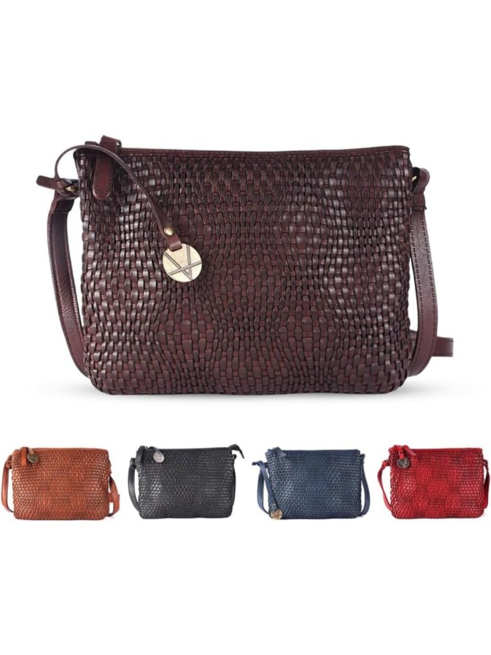 Stylish Woven Genuine Leather Crossbody Sling Bag for Women - Chic & Versatile